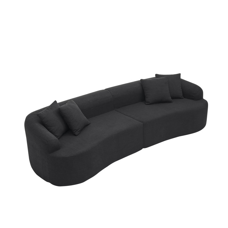 Canapé modulaire incurvé moderne, Tissu noir