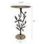 Table d'appoint 13,8 x 13,8 x 24 po en aluminium noir et doré avec un design délicat de grenade