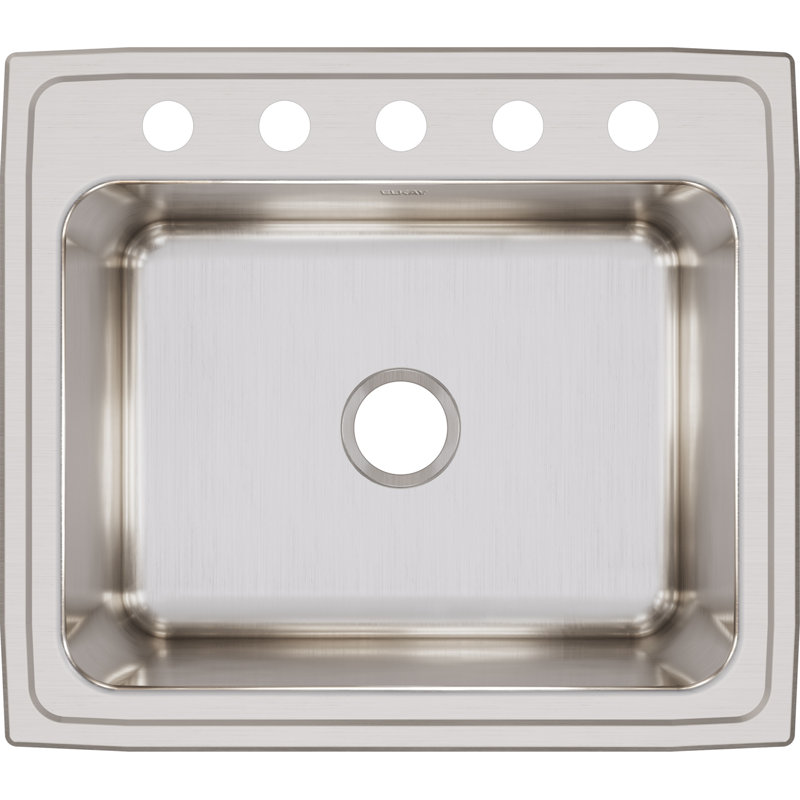 Classic Stainless Steel 25" x 22" x 12-1/8" Undermount Sink, 5 trous