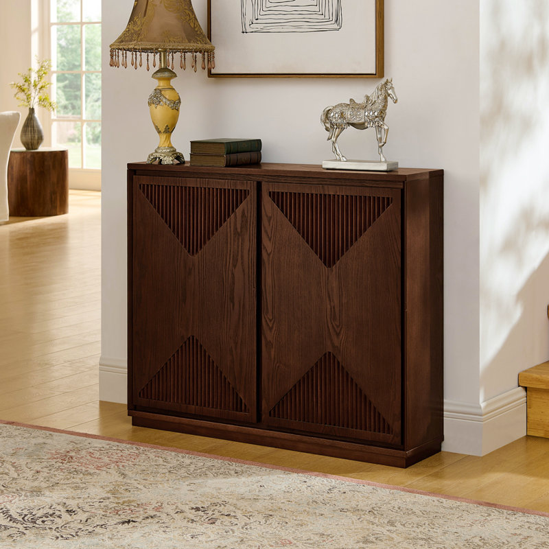 Buffet Mid-Century moderne avec rangement, Noyer foncé