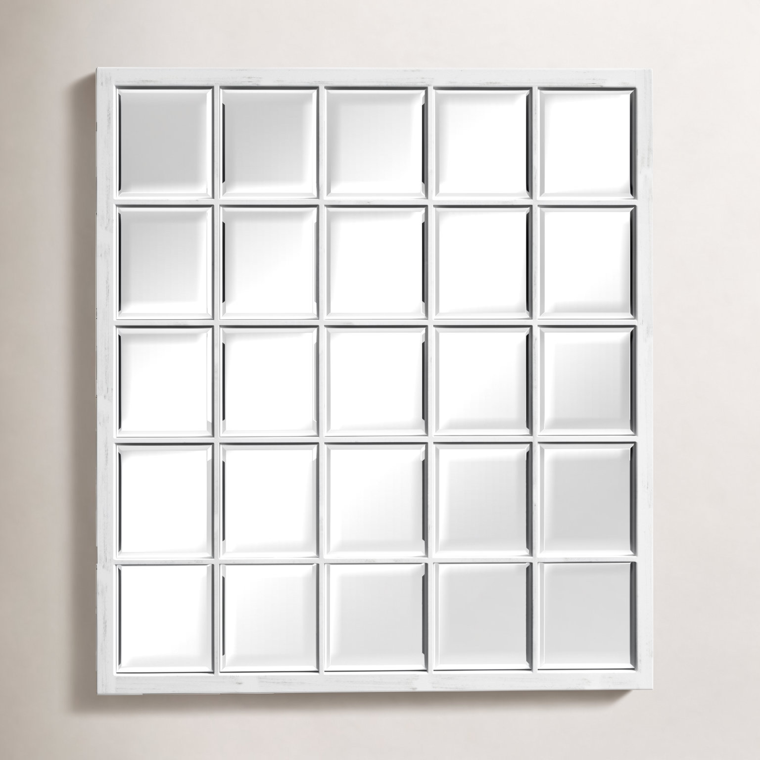Manu 34" Accent Mirror, Antiqued White