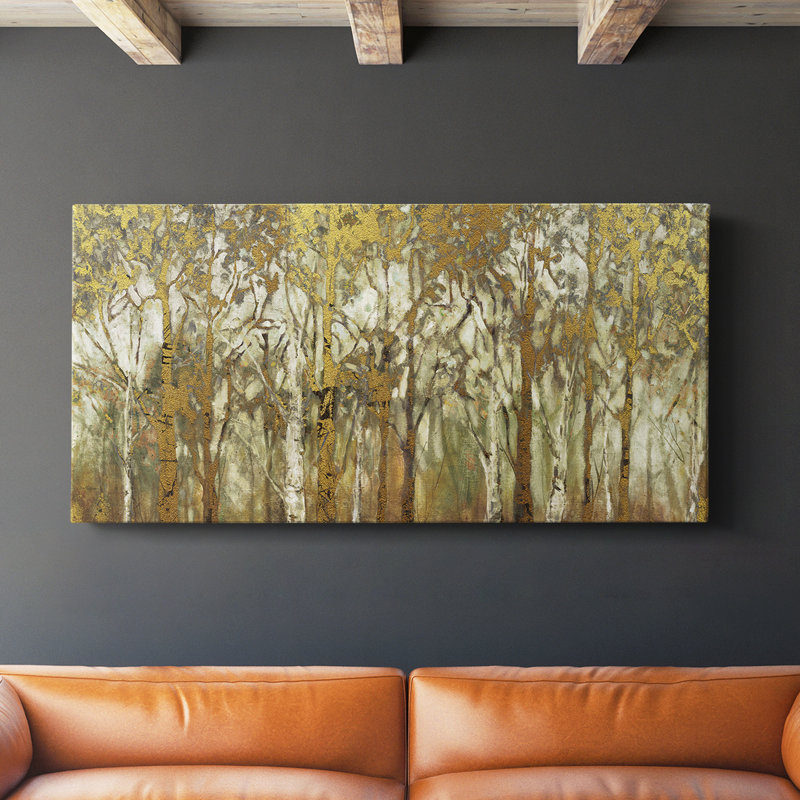 Birch Grove panoramique - toile tendue avec châssis - prête à être accrochée, H 20 po x l 40 po