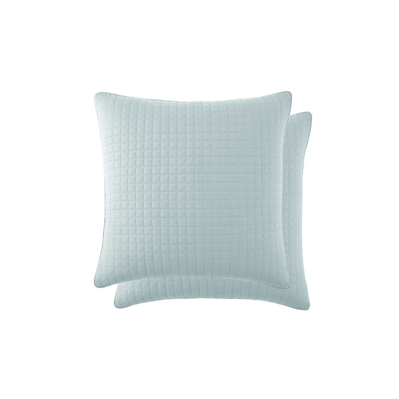 Vilano Springs 2-Piece Microfiber Embroidered Quilted Sham Covers, 18" H x 18" W, Sky Blue
