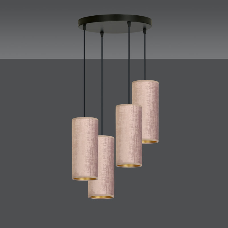Ealidh 4 - Light Steel Cluster Pendant, Pink