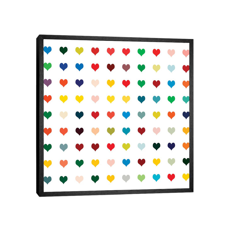 Black Heart 1 Piece Wall Art on Canvas, 45.72 cm H x 45.72 cm W, Black Framed