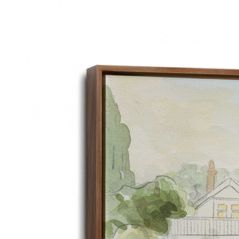 Cozy Green Escape, ensemble de 2 impressions, 30" x 20", Framed Canvas, Walnut