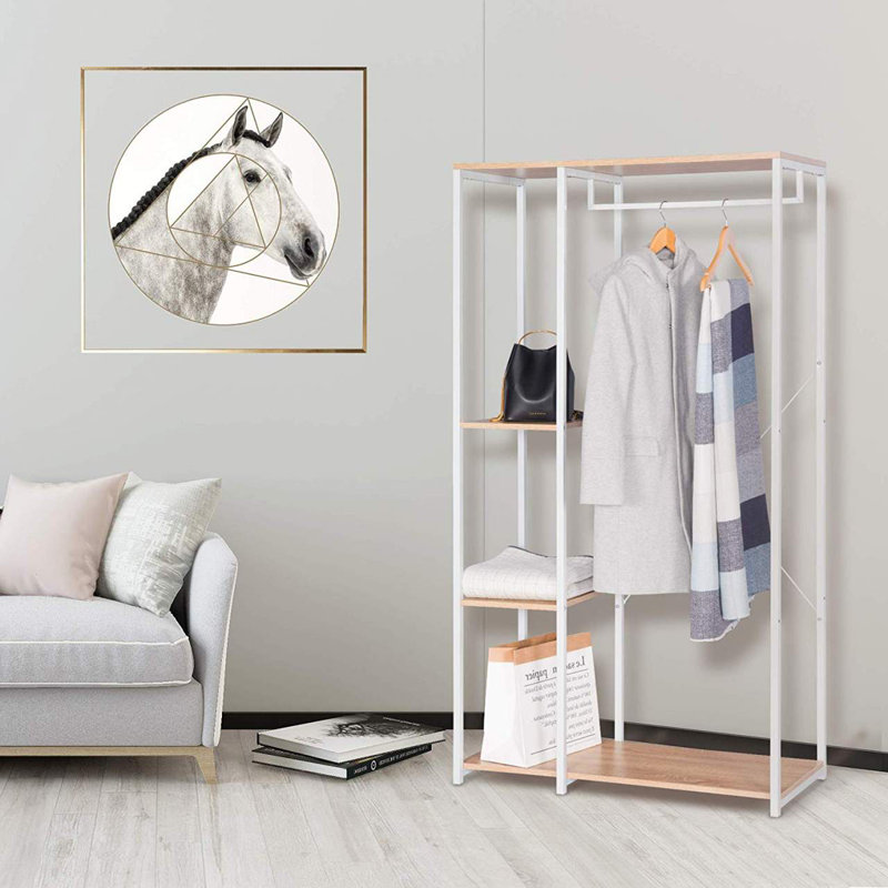 Makowski 90cm Clothing Rack, White/Light Oak