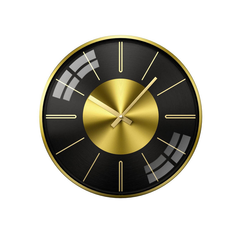 Aluminium Wall Clock, Black Gold Scale