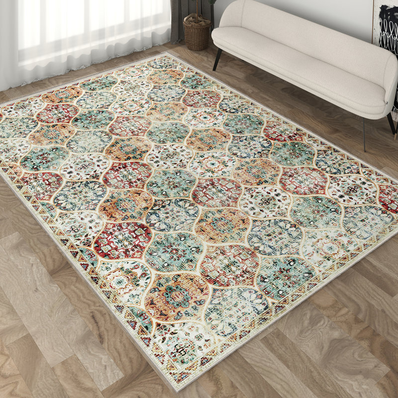 Anran Machine Washable Oriental Indoor Rug, Rectangle 8' x 10'