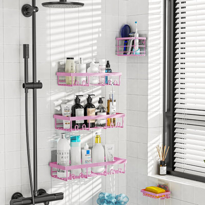 Support à tablettes de rangement adhésif pour rangement de salle de bain - 5 pièces