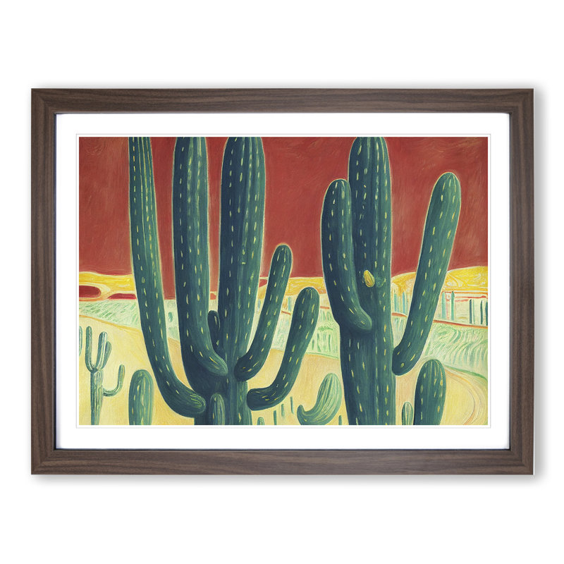 Evolving Cactus - Framed Print, 46cm H x 64cm W x 2cm D, Walnut