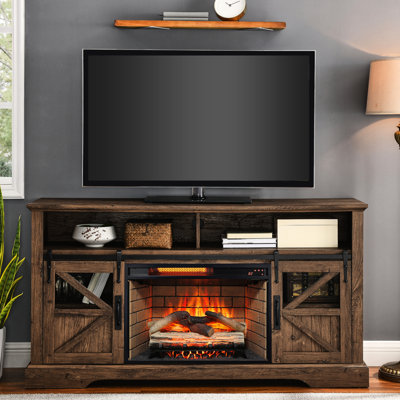 Foyer électrique de 60 pouces avec centre de divertissement - /ul, télécommande incluse, compatible avec les téléviseurs de 70 pouces, DEL recyclée longue durée de 60 pouces, option flamme sans chaleur, couverture de 400 pi², installation facile