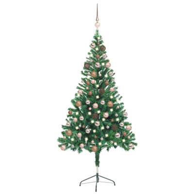 Artificial Half Pre-lit Christmas Tree with Ball Set Party Decoration