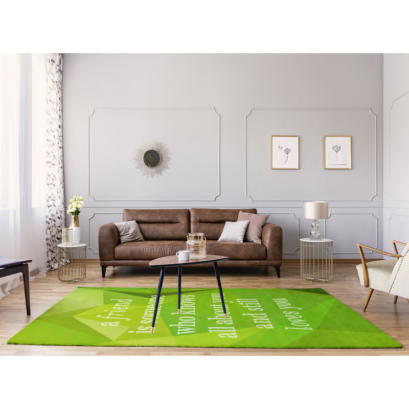 Tapis en chenille de polyester avec citations, Rectangle 5 pi x 7 pi