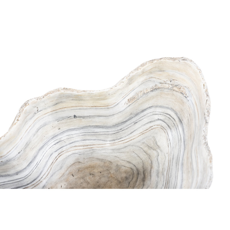 17" W Abstract Decorative Bowl in Gray/Beige