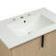 Meuble-lavabo de 76 cm (30 po), lavabo en céramique, tiroirs extensibles, coulisses encastrées à fermeture amortie, design cannelé, aspect naturel, décor moyen, agencement unique des tiroirs de rangement.