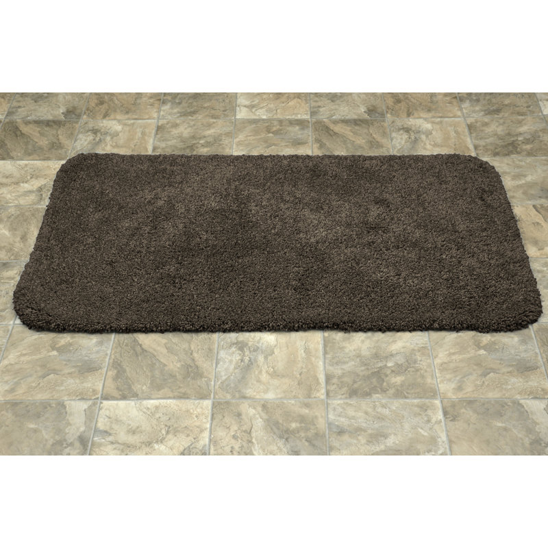 Treye Nylon Bath Rug with Non-Slip Backing, Chocolate, Rectangle 30" x 50"