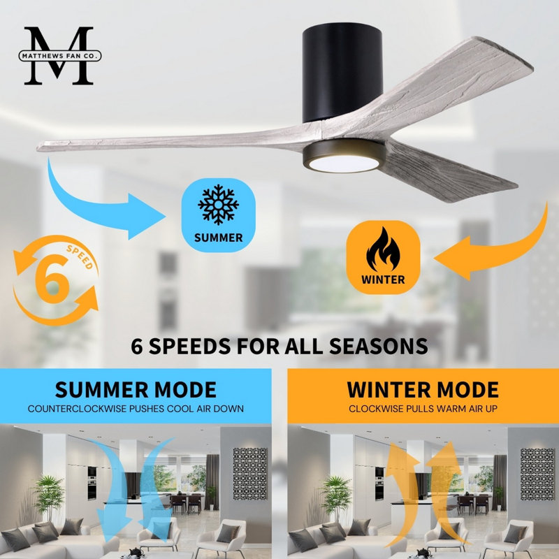 Irene LED Ceiling Fan, Barn Wood Tone, Matte Black, 52"