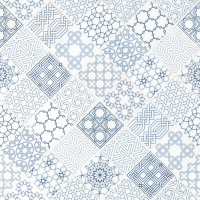 Ionian Zento Encaustic 12 in. x 12 in. Honed Marble Mosaic Floor and Wall Tile