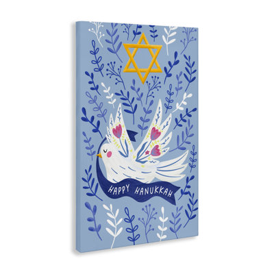 Happy Hanukkah Dove & Florals Canvas, conception de JJ Design House LLC