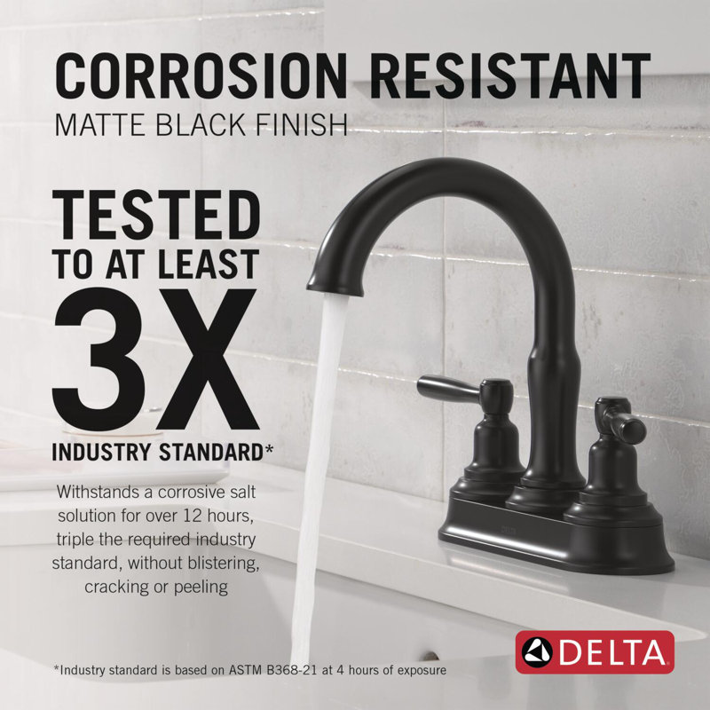 Two Handle Centerset Bathroom Faucet, Matte Black