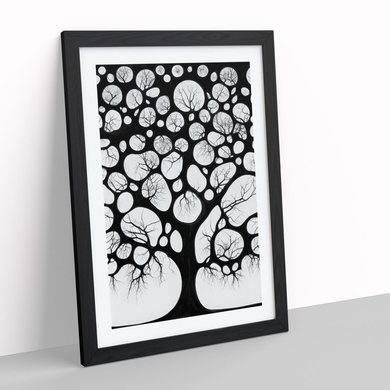 A Monochrome Tree No.3 - Single Picture Frame Print, 64cm H x 46cm W x 2cm D, Black Framed