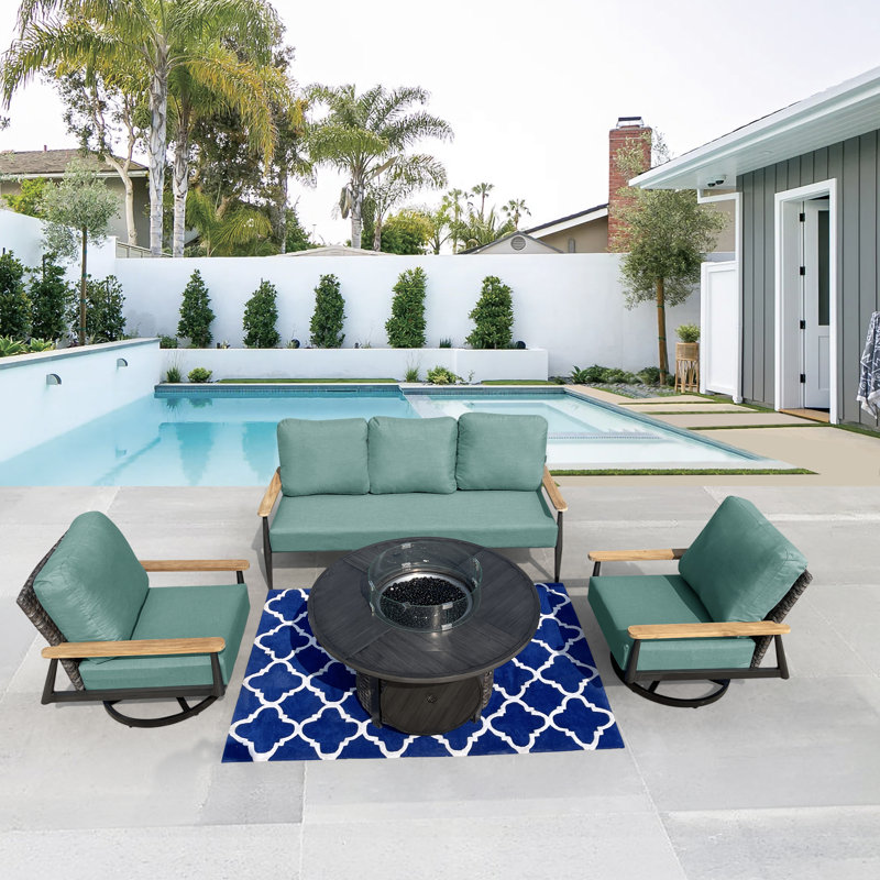 Quaniqua 5 - Person Patio Conversation Set with Cushions, Cast Breeze