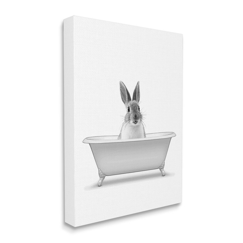 «Bunny Peeking Bathaign Pet», impression sur toile, H 20 po x l 16 po x P 1,5 po
