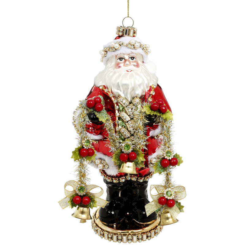Jeweled Santa Ornament - 9 Inches