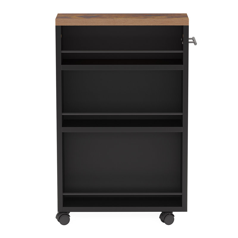 Chariot de rangement mince en bois 19,69 po - Tablette à 4 niveaux pour les espaces étroits, Noir