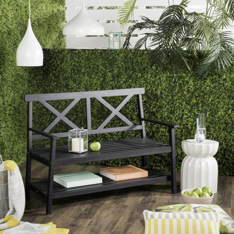 Elodie Solid Wood Acacia Outdoor Bench, Black