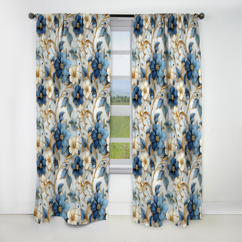 Motif de marbre rétro Vintage I - Rideau de marbre abstrait - Rideau de marbre occultant - 1 panneaux, L 52 po x L 84 po
