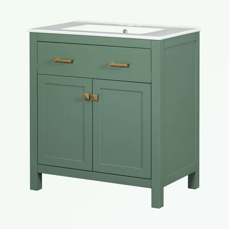 Armoire de salle de bain Ofek, Vert, Doré