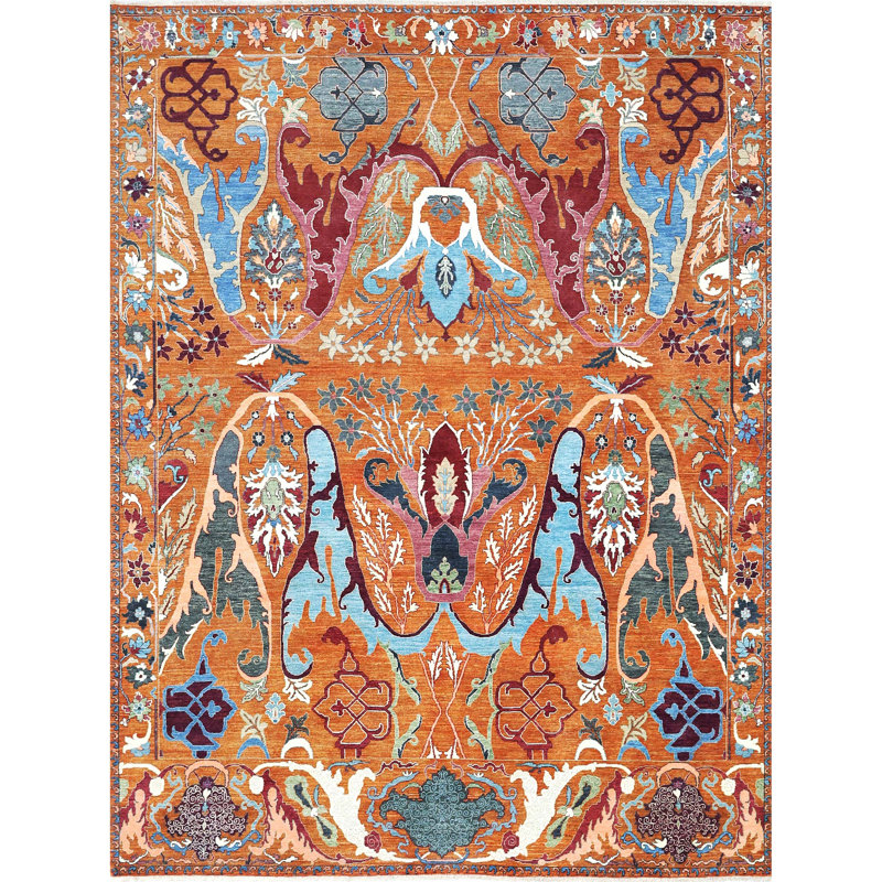 Tapis rouille de haute qualité noué à la main, Rectangle 5' x 8'