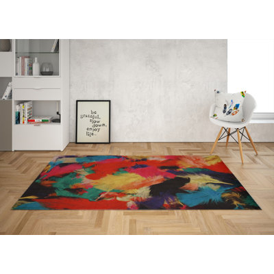 Stylish Woven Carpet (4 x 6 ft), 100% Polyester, 0.4 in Pile Height | Antibacterial, Non-Slip Underside | Machine Washable, 3D Digital Printing | Perfect for Living Room, Bedroom, and Home Decor