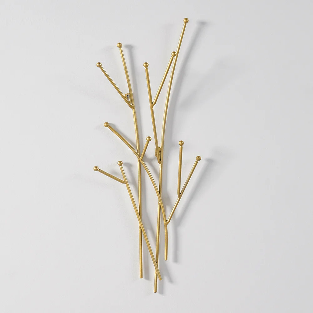 Everly Quinn Modern 11-Hook Wall Mounted Coat Rack in Gold with