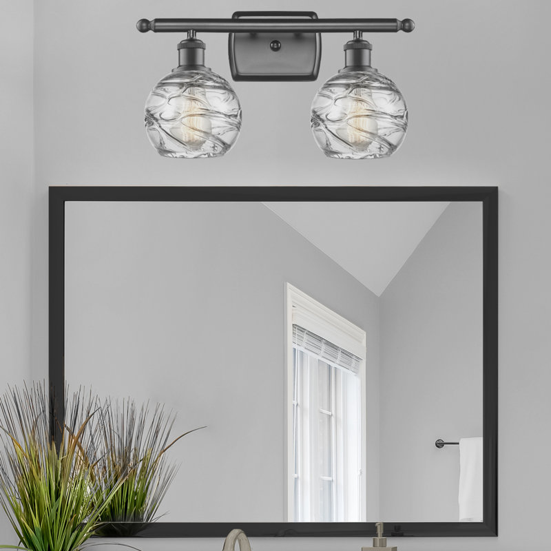 Éclairage pour meuble-lavabo à intensité variable Halvorson, Ampoule non incluse, Bronze huilé, Transparent