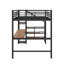Lit mezzanine double en métal avec bureau, escalier de rangement, petite armoire et lumière DEL-1769336157