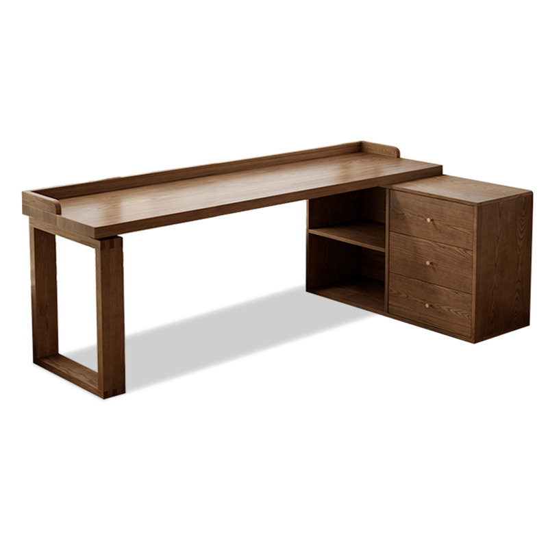 Solid Wood L-shaped Desk with Side Drawer Storage Cabinet, 29.53" H x 70.87" W x 47.24" D