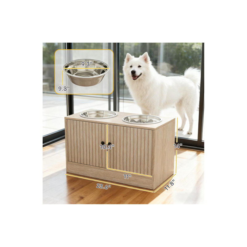Elevated Dog Bowls With Storage Cabinet