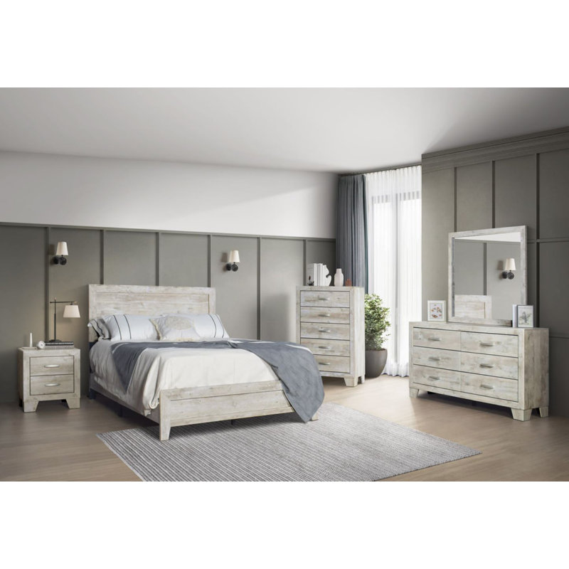 Ensemble de chambre à coucher 5 pièces Kayvion, Craie, Très grand