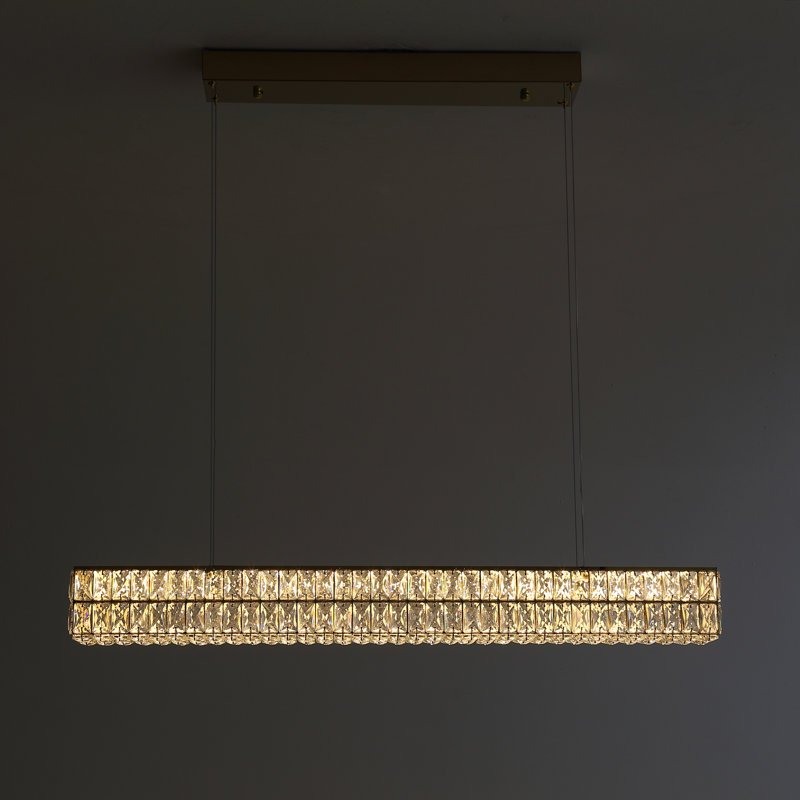 Lustre rectangulaire en cristal 40 po