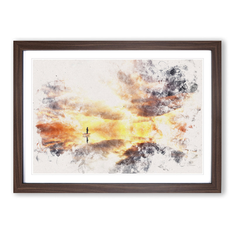 Fishing Boat - Picture Frame Painting Print, 36cm H x 48cm W x 2cm D, Walnut Framed