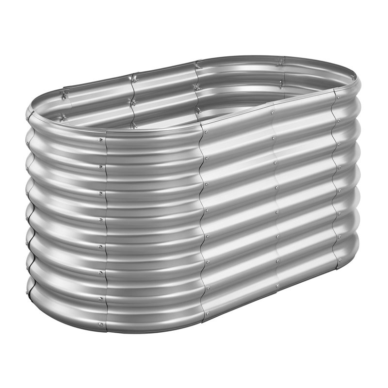 Metal Raised Garden Bed, 4 x 2 x 2 ft Oval Outdoor Galvanized Planter Garden Box, Open Bottom Design, Large Planter Raised Bed for Growing Vegetables, Flowers, and Succulents, Galvanized Color