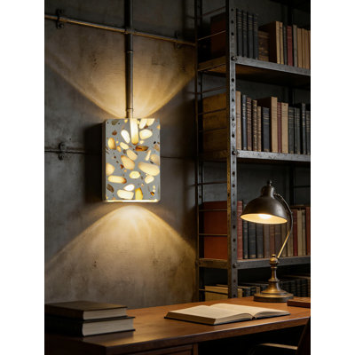 Modern Wall Sconce With Natural Marble Shade, Up And Down LED Lighting For Living Room, Bedroom, Hallway, And Corridor, Dimmable Hardwired Fixture