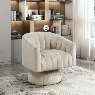 Fauteuil demi-tonneau pivotant en velours taupe
