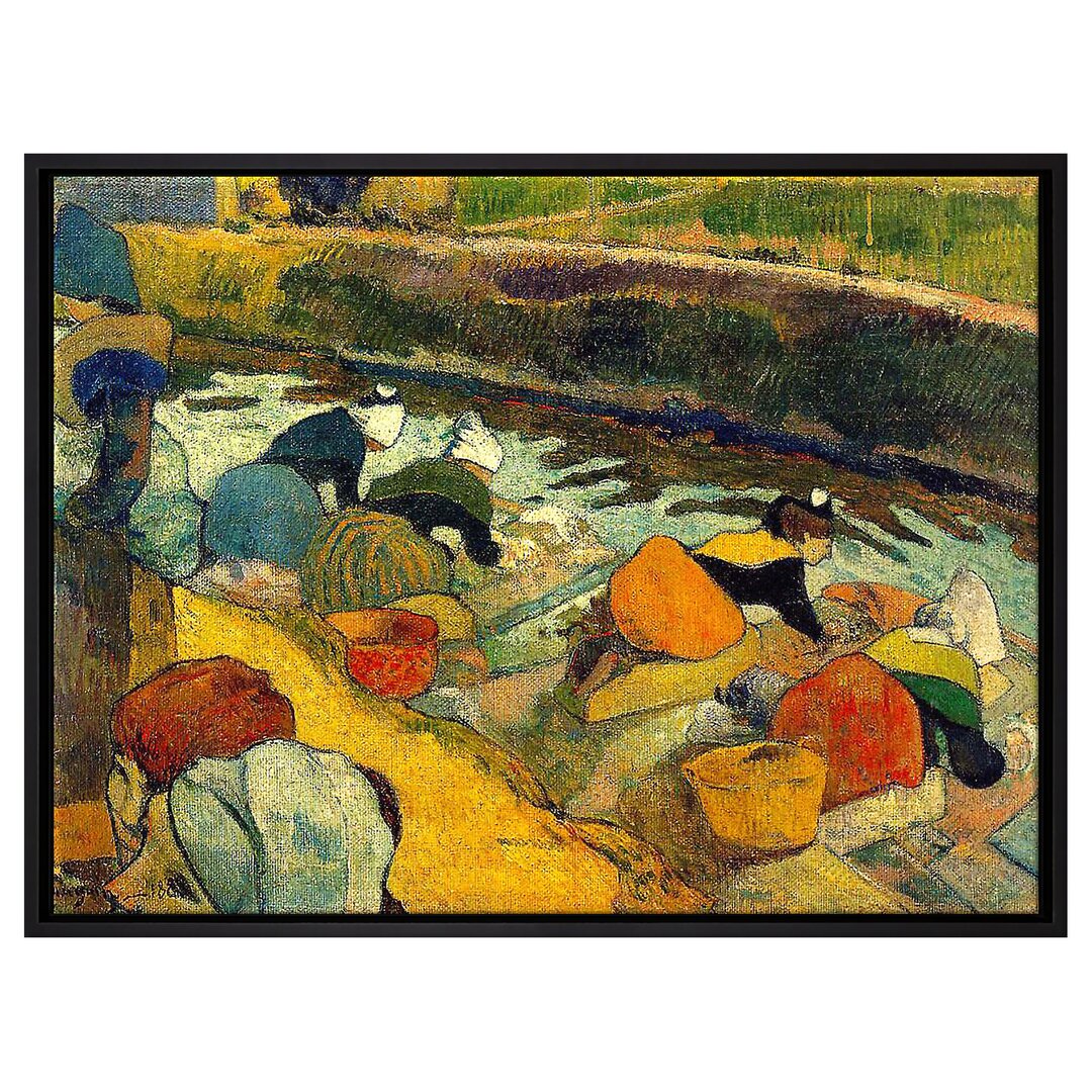 Gerahmtes Leinwandbild Laundresses in Arles von Paul Gauguin