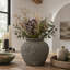 D10.2x8.9" Hand Finished Terracotta Vase with Cross Hatch Woven Texture Plump Rounded Form Table Centerpiece