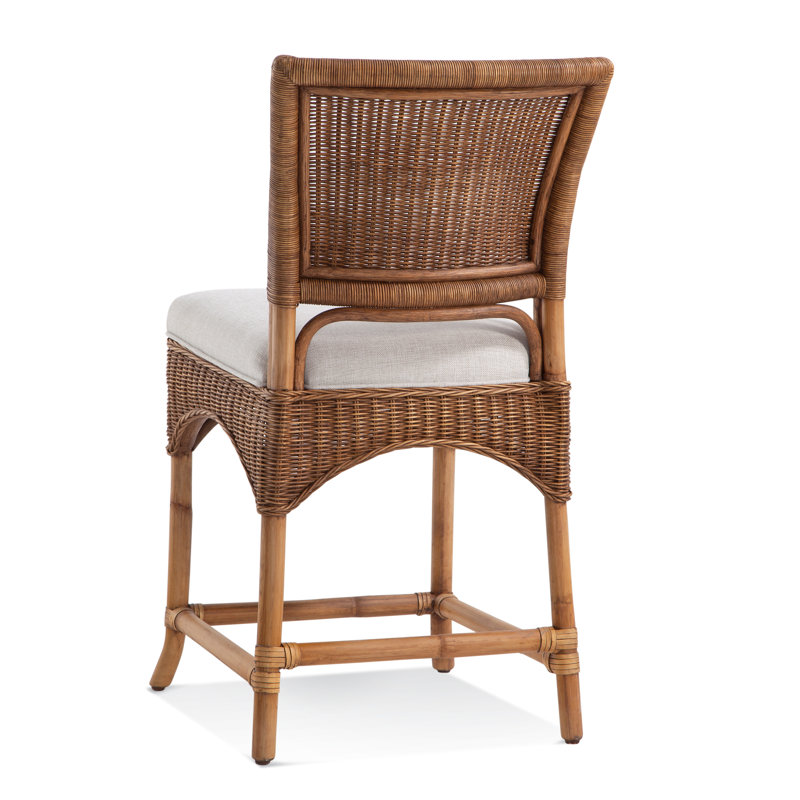 Tabouret de comptoir tissé Jaime, Blanc Revolution Performance, Miel