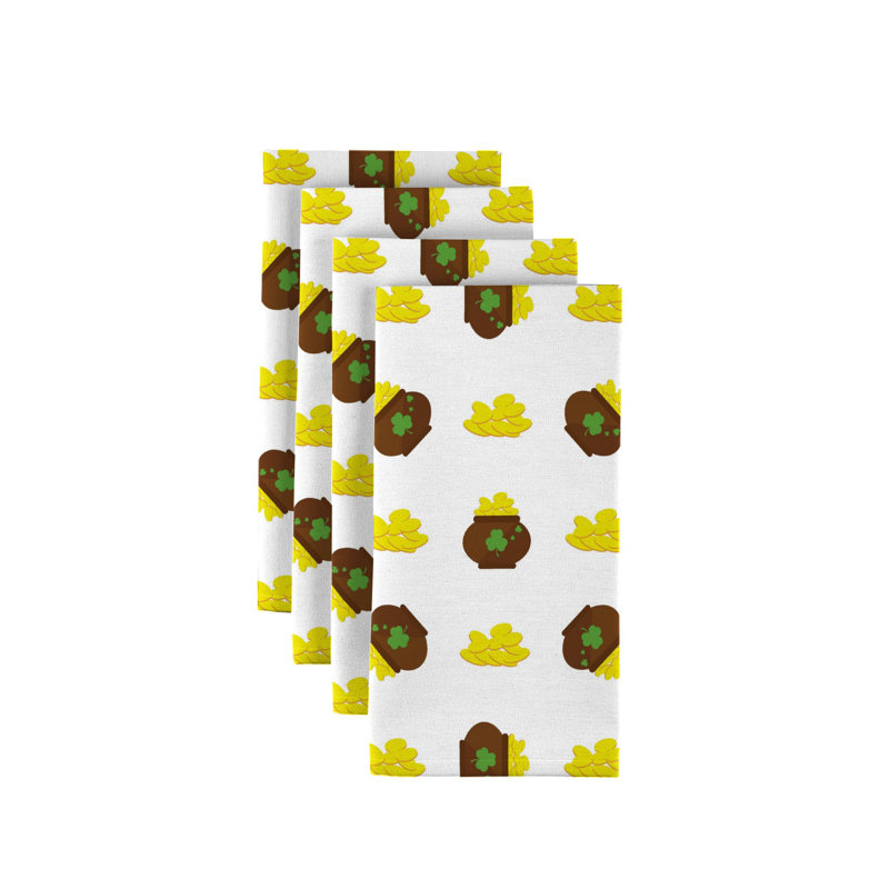 Polyester Abstract Square Napkin, White